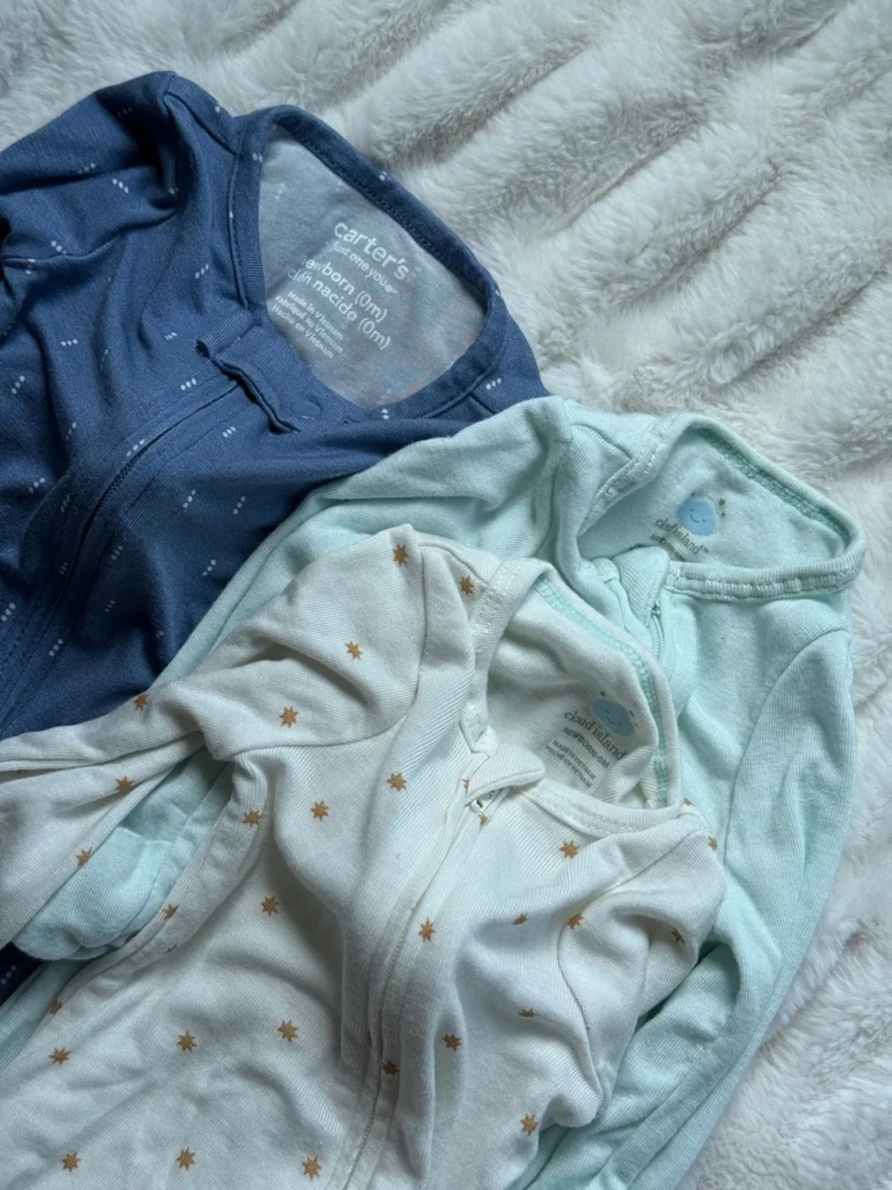 Carters Cloud Island Newborn Kids Footed One-Piece Sleepers - Pack of 3